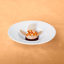 Chokladkaka, karamellmousse och havtorn Chokladkaka, karamellmousse och havtorn